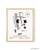 Detailed Airport Map of USAF Academy Davis Airfield (AFF) in White with a Natural Frame