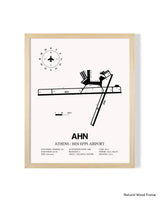 Detailed Airport Map of Athens Ben Epps Airport (AHN) in White with a Natural Frame