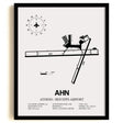 Framed Detailed Airport Map of Athens Ben Epps Airport (AHN) in White with a Black Frame