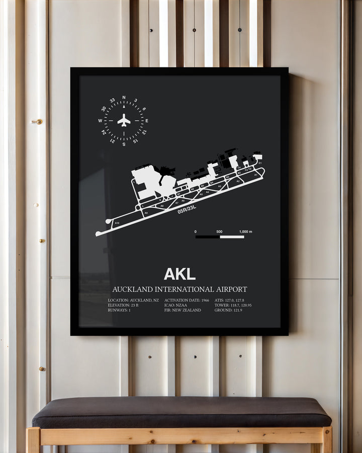AKL Airport Map, Auckland International Airport Print