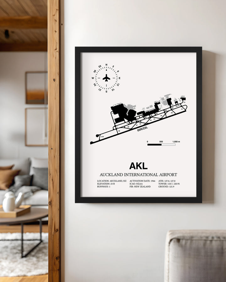 AKL Airport Map, Auckland International Airport Print