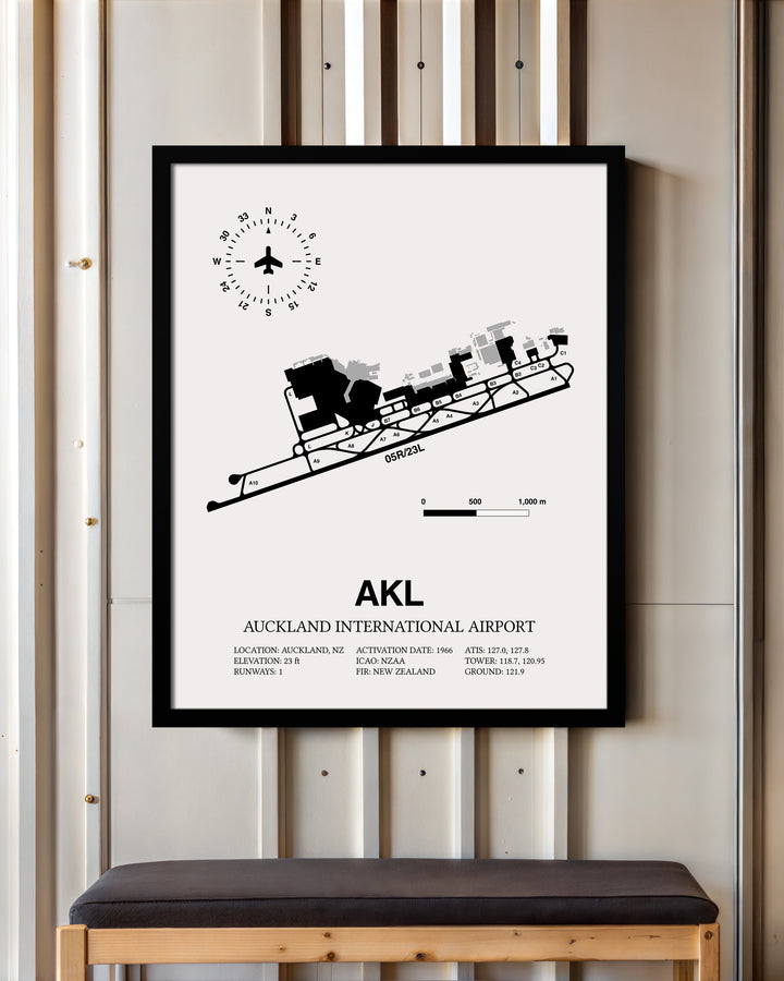 AKL Airport Map, Auckland International Airport Print