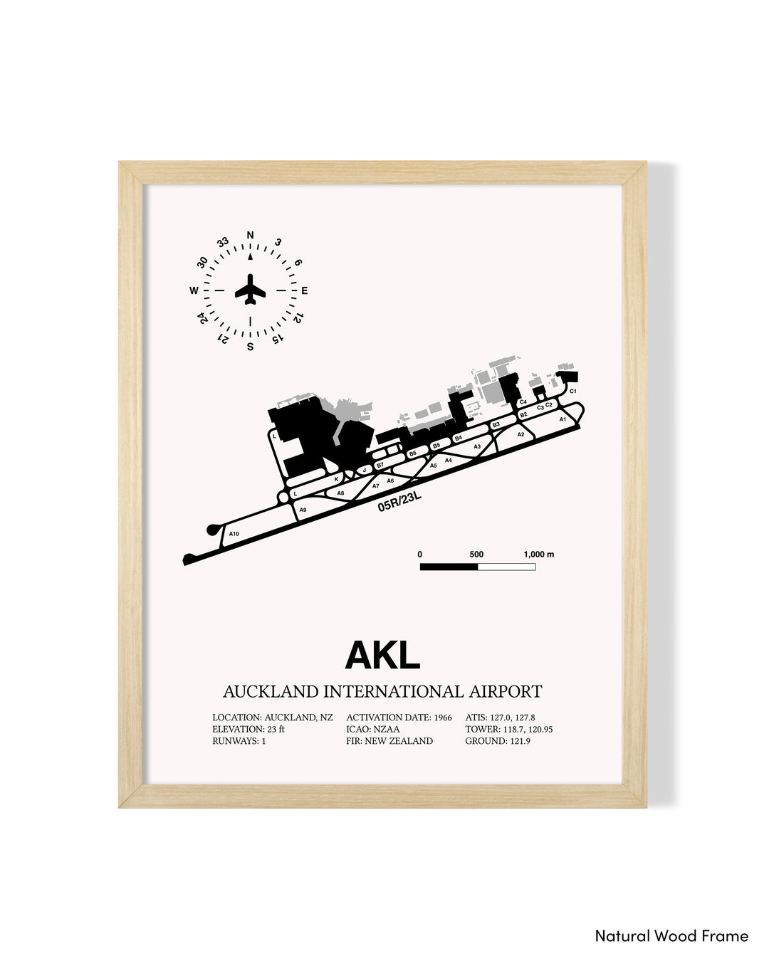 AKL Airport Map, Auckland International Airport Print