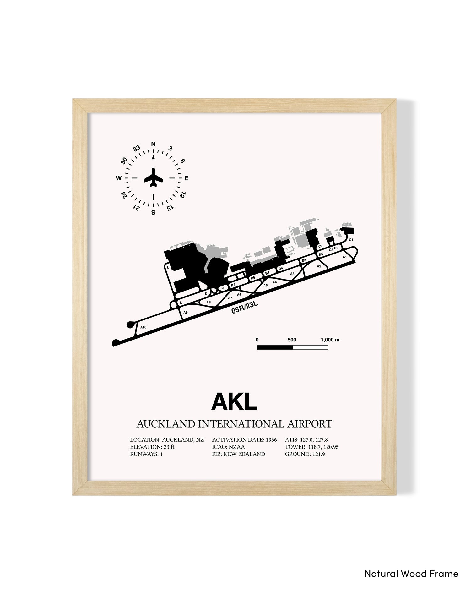 AKL Airport Map, Auckland International Airport Print