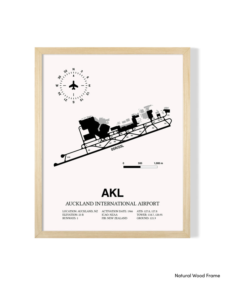 AKL Airport Map, Auckland International Airport Print