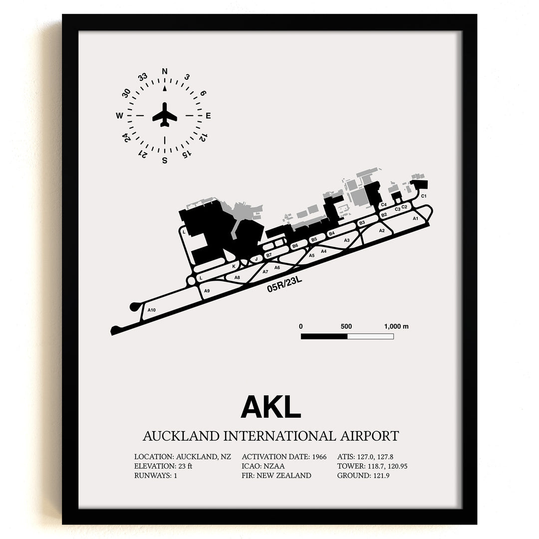 AKL Airport Map, Auckland International Airport Print