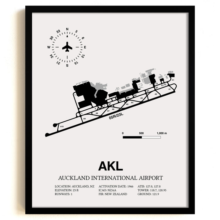 AKL Airport Map, Auckland International Airport Print