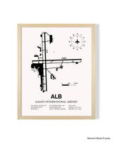 Detailed Airport Map of Albany International Airport (ALB) in White with a Natural Frame