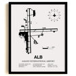 Framed Detailed Airport Map of Albany International Airport (ALB) in White with a Black Frame