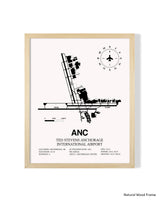 Detailed Airport Map of Ted Stevens Anchorage International Airport (ANC) in White with a Natural Frame