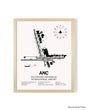 Detailed Airport Map of Ted Stevens Anchorage International Airport (ANC) in White with a Natural Frame