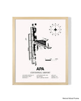 Detailed Airport Map of Centennial Airport (APA) in White with a Natural Frame