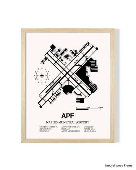 Detailed Airport Map of Naples Municipal Airport (APF) in White with a Natural Frame