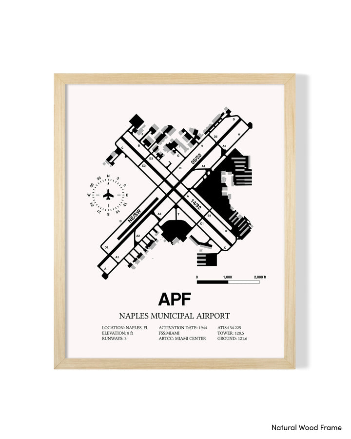 Detailed Airport Map of Naples Municipal Airport (APF) in White with a Natural Frame