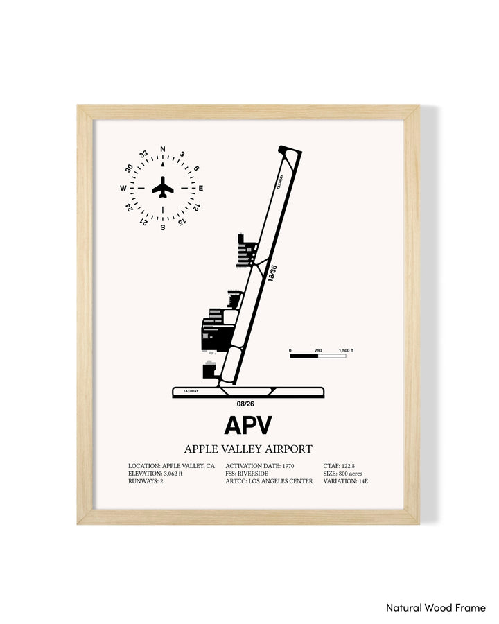Detailed Airport Map of Apple Valley Airport (APV) in White with a Natural Frame