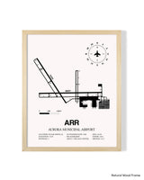 Detailed Airport Map of Aurora Municipal Airport (ARR) in White with a Natural Frame