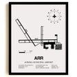 Framed Detailed Airport Map of Aurora Municipal Airport (ARR) in White with a Black Frame