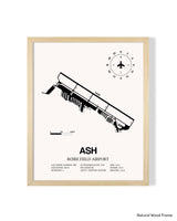 Detailed Airport Map of Boire Field Airport (ASH) in White with a Natural Frame