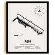 Framed Detailed Airport Map of Boire Field Airport (ASH) in White with a Black Frame