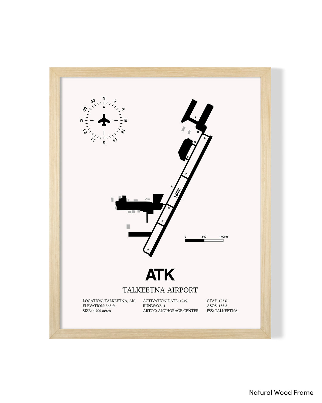ATK Airport Map, Talkeenta Airport Print