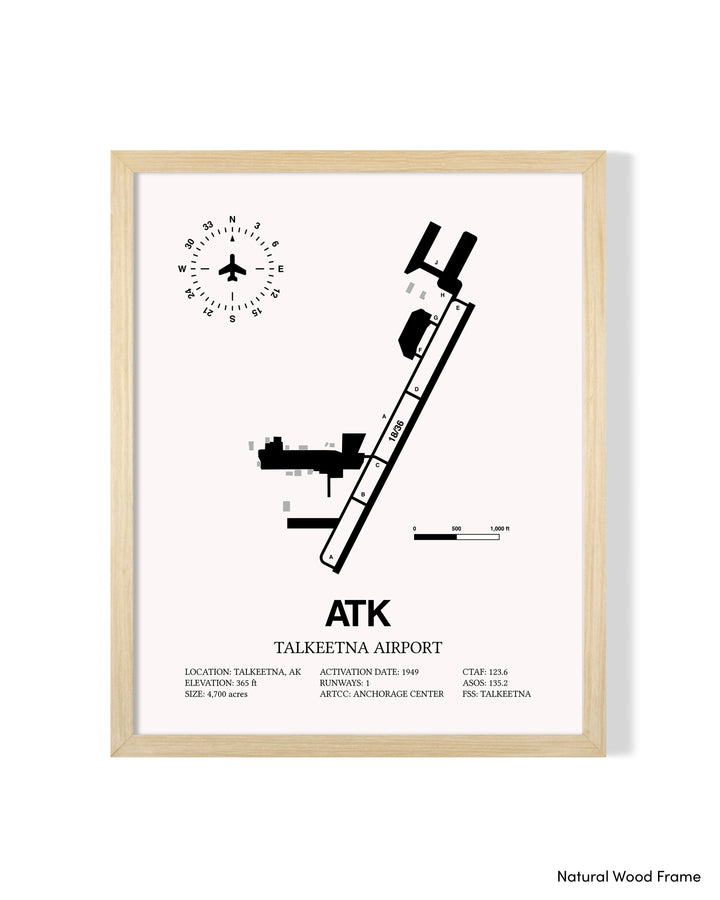 ATK Airport Map, Talkeenta Airport Print