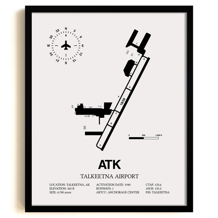 ATK Airport Map, Talkeenta Airport Print