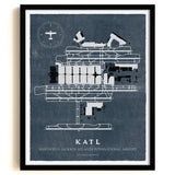 ATL Airport Map, Vintage Style, Hartsfield / Jackson Atlanta International Airport Print