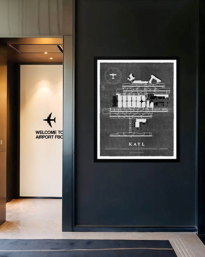 ATL Airport Map, Vintage Style, Hartsfield / Jackson Atlanta International Airport Print