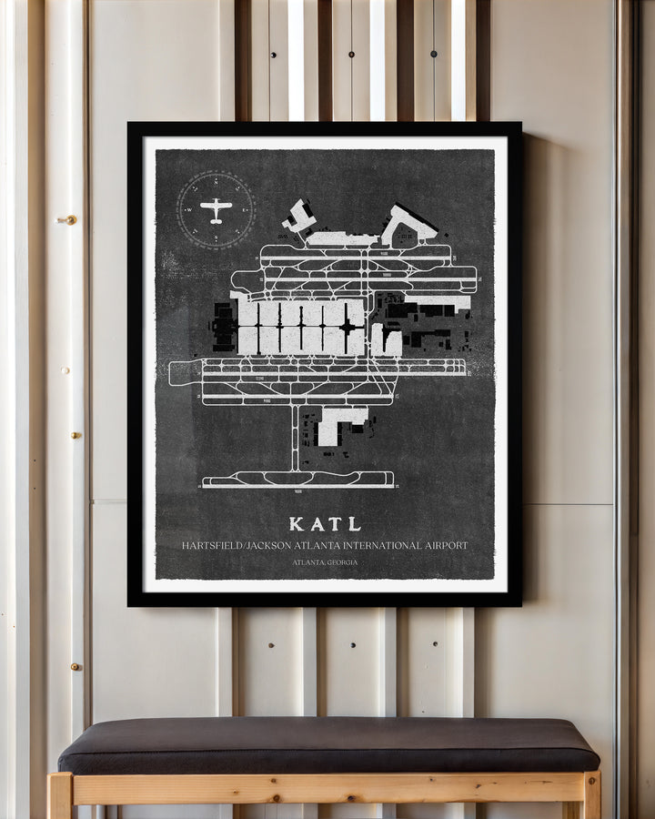 ATL Airport Map, Vintage Style, Hartsfield / Jackson Atlanta International Airport Print