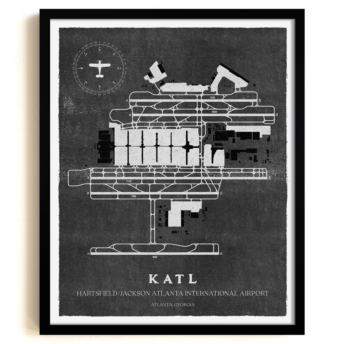 ATL Airport Map, Vintage Style, Hartsfield / Jackson Atlanta International Airport Print