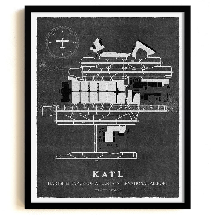 ATL Airport Map, Vintage Style, Hartsfield / Jackson Atlanta International Airport Print