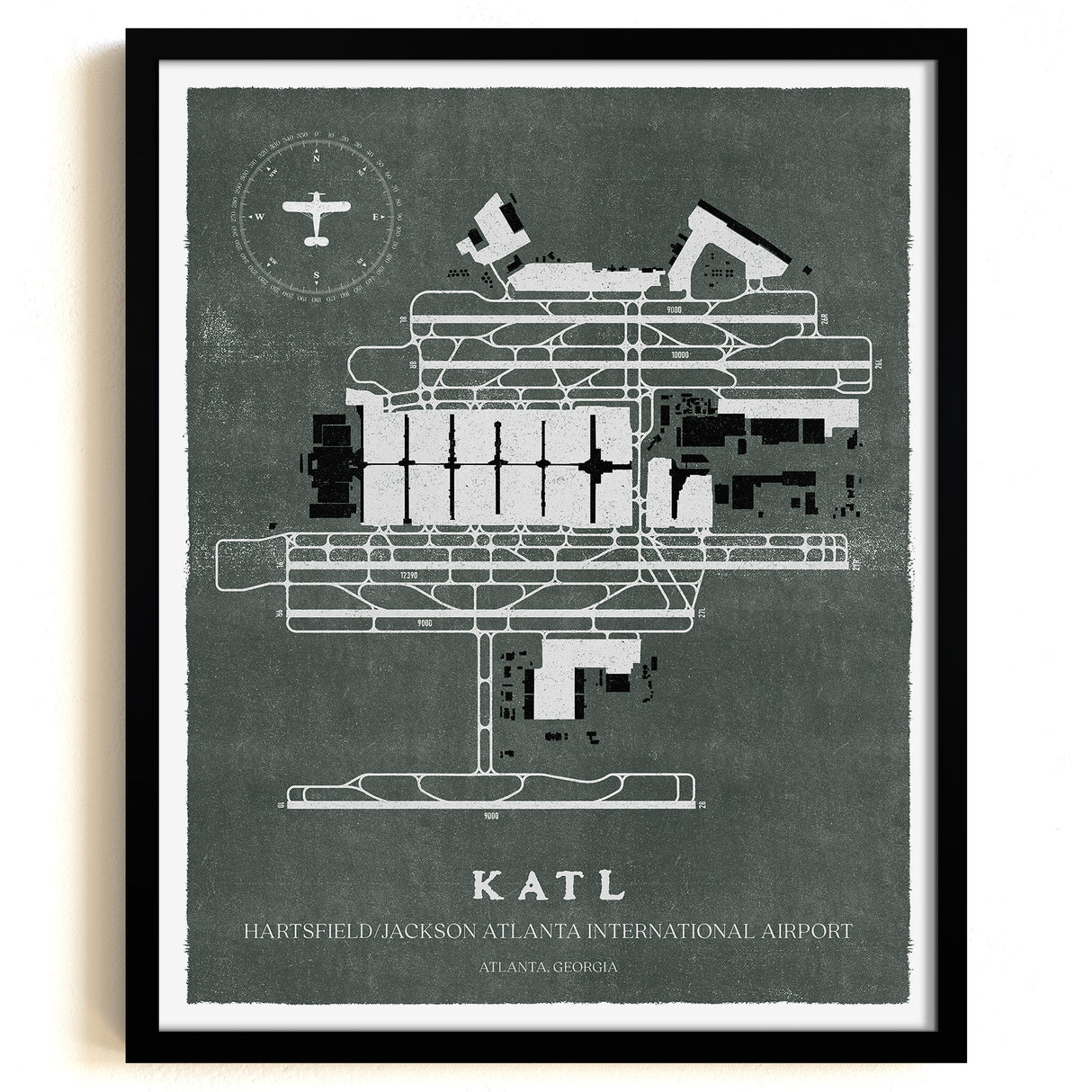 ATL Airport Map, Vintage Style, Hartsfield / Jackson Atlanta International Airport Print