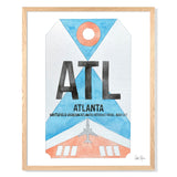 Framed Watercolor Print of Hartsfield-Jackson Atlanta International Airport (ATL) with an Oak Frame