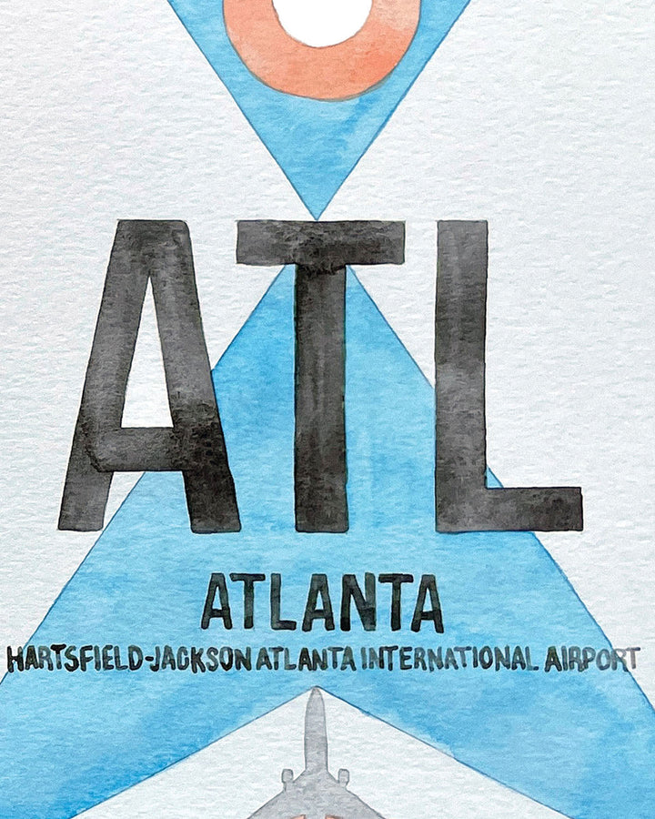 Closeup Watercolor Print of Hartsfield-Jackson Atlanta International Airport (ATL)
