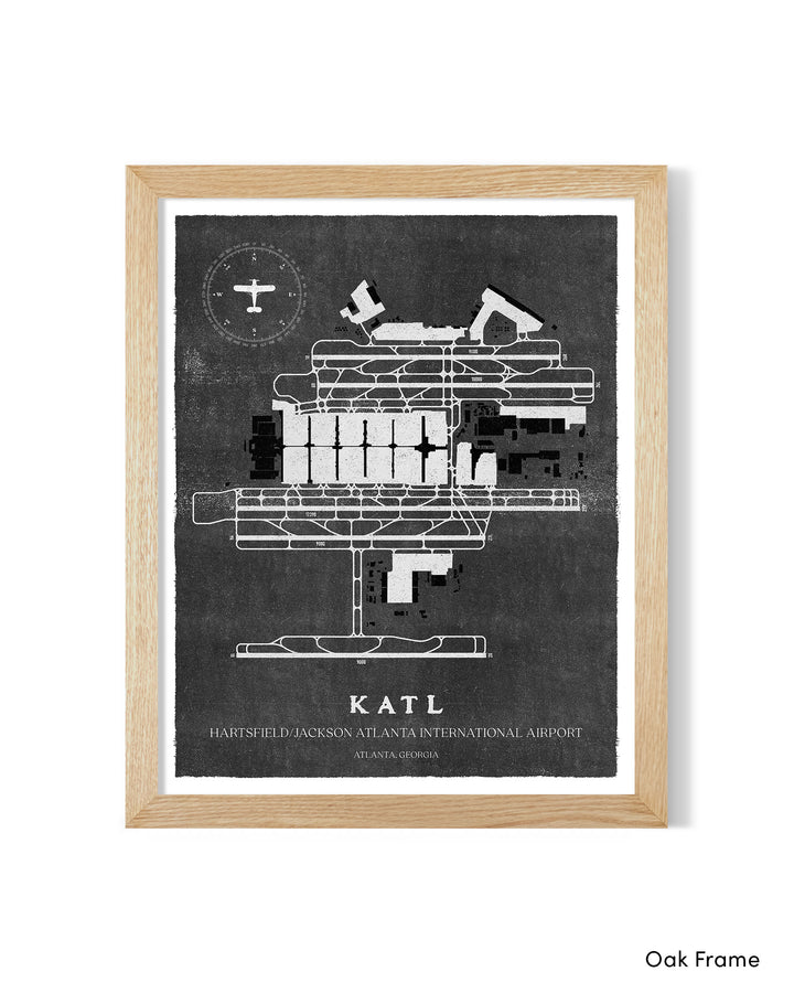 ATL Airport Map, Vintage Style, Hartsfield / Jackson Atlanta International Airport Print