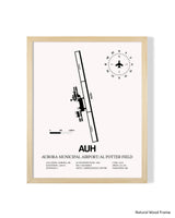 Detailed Airport Map of Aurora Municipal Airport/Al Potter Field (AUH) in White with a Natural Frame