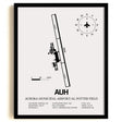Framed Detailed Airport Map of Aurora Municipal Airport/Al Potter Field (AUH) in White with a Black Frame