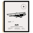 Framed Detailed Airport Map of Auburn Municipal Airport (AUN) in White with a Black Frame