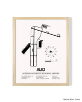 Detailed Airport Map of Auburn University Regional Airport (AUO) in White with a Natural Frame