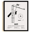 Framed Detailed Airport Map of Auburn University Regional Airport (AUO) in White with a Black Frame