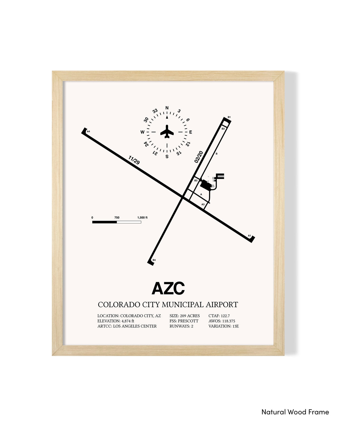 Detailed Airport Map of Colorado City Municipal Airport (AZC) in White with a Natural Frame