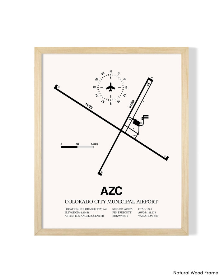 Detailed Airport Map of Colorado City Municipal Airport (AZC) in White with a Natural Frame