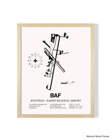Detailed Airport Map of Westfield-Barnes Regional Airport (BAF) in White with a Natural Frame