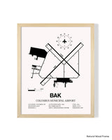 Detailed Airport Map of Columbus Municipal Airport (BAK) in White with a Natural Frame