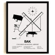 Framed Detailed Airport Map of Columbus Municipal Airport (BAK) in White with a Black Frame