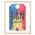 Framed Watercolor Print of Josep Tarradellas Barcelona-El Prat Airport (BCN) with an Oak Frame