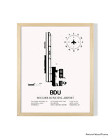Detailed Airport Map of Boulder Municipal Airport (BDU) in White with a Natural Frame