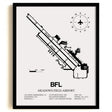 Framed Detailed Airport Map of Meadows Field Airport (BFL) in White with a Black Frame