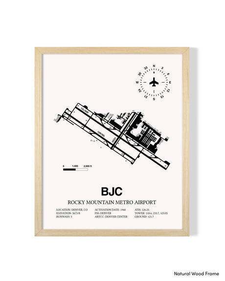 Detailed Airport Map of Rocky Mountain Metro Airport (BJC) in White with a Natural Frame