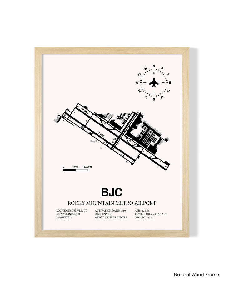 Detailed Airport Map of Rocky Mountain Metro Airport (BJC) in White with a Natural Frame